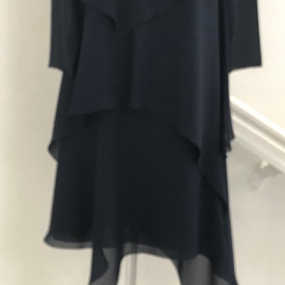 FIANDACA Vintage Navy Blue 3/4 Sheer Sleeve Layere - Picture 3 of 6